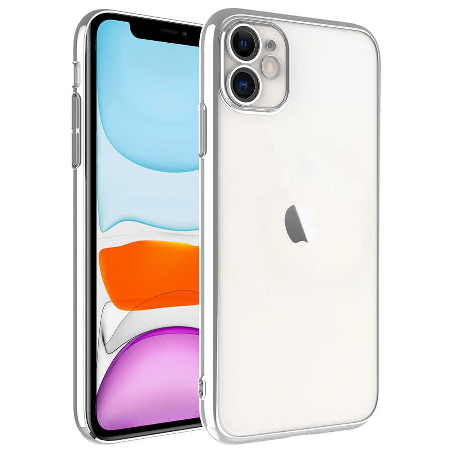 Apple iPhone 11 Kılıf Sert PC Renkli Çerçeveli Zore Riksos Kapak
