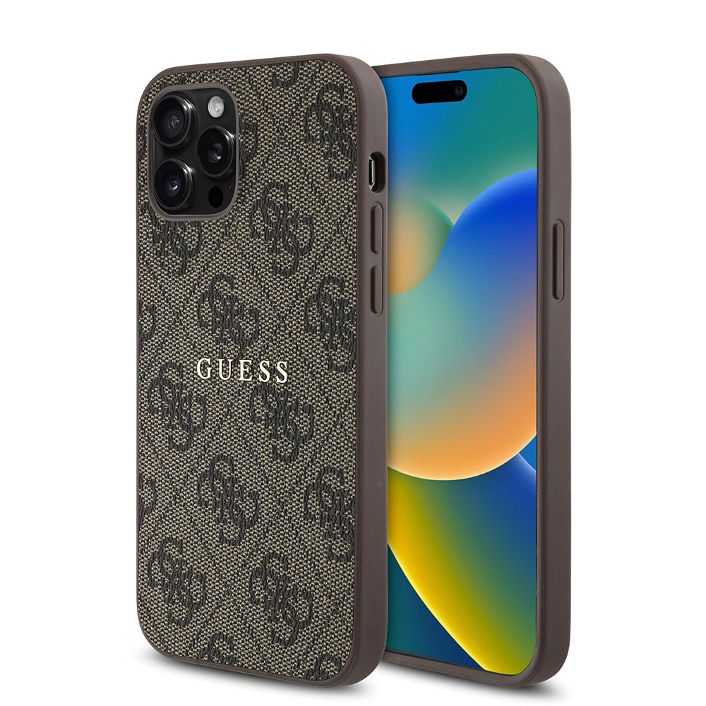 Apple iPhone 12 Pro Kılıf Guess Orjinal Lisanslı M-safe Şarj Özellikli 4G Desen Yazı Logolu Kapak