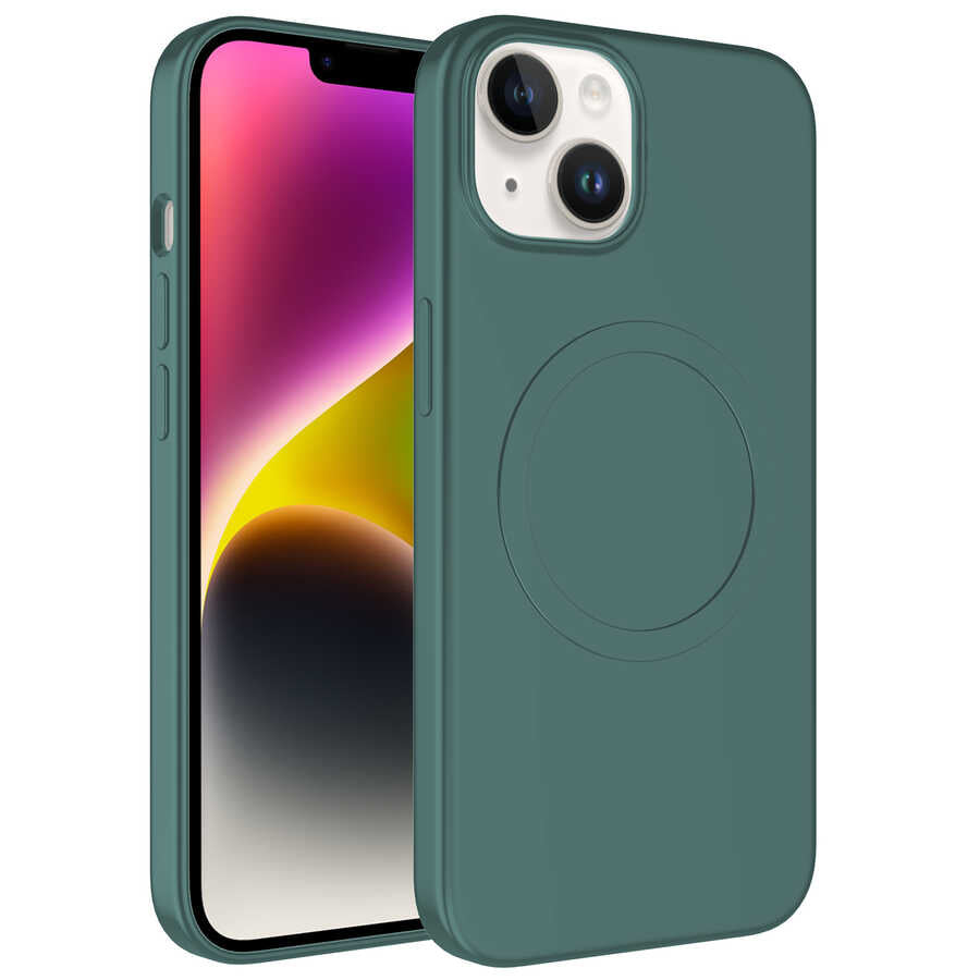 Apple iPhone 13 Kılıf M-safe Wireless Şarj Özellikli Pastel Renk Silikon Zore Plas Kapak