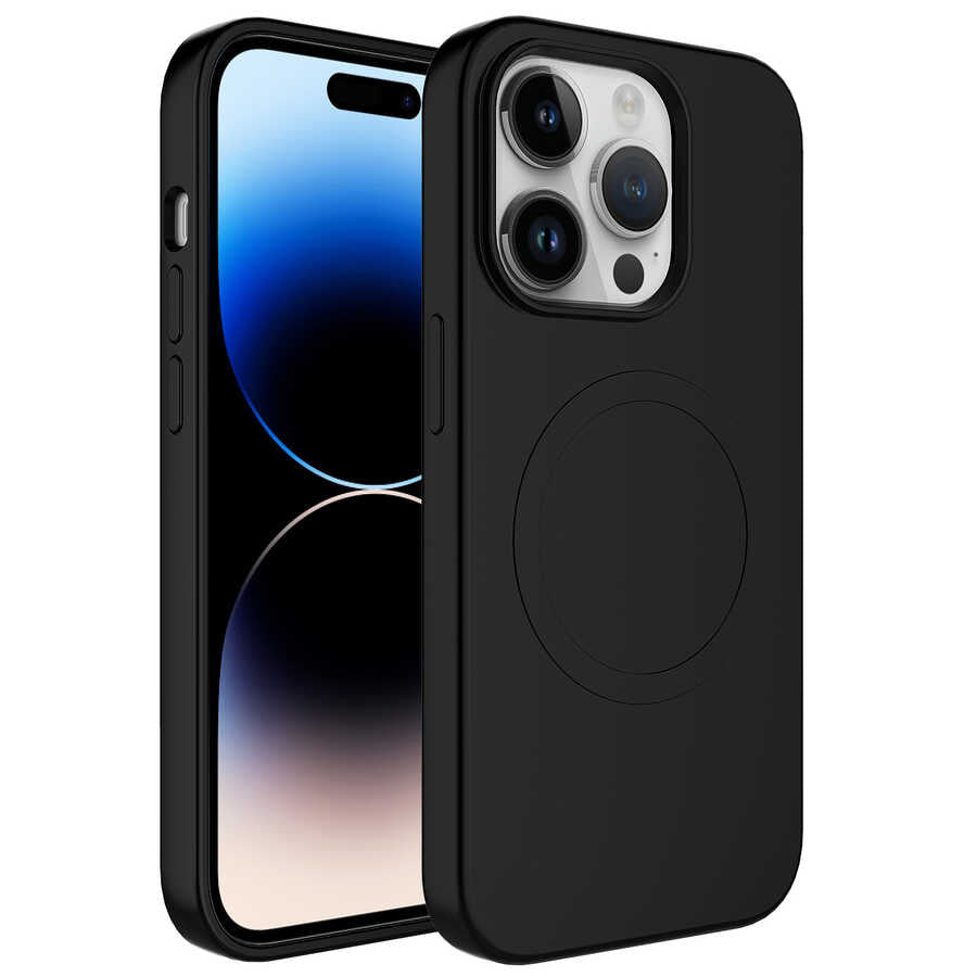 Apple iPhone 13 Pro Max Kılıf M-safe Wireless Şarj Özellikli Pastel Renk Silikon Zore Plas Kapak