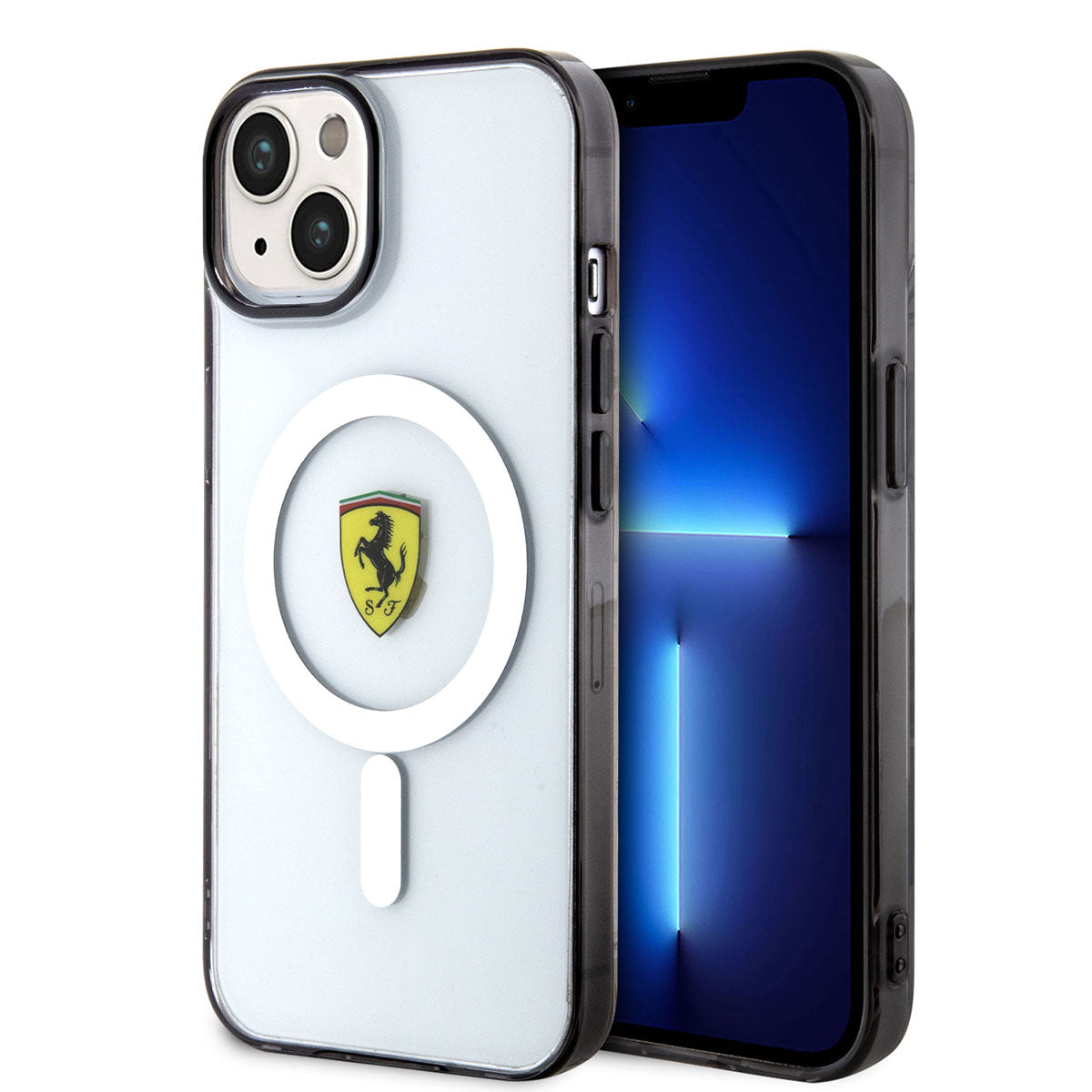 Apple iPhone 14 Kılıf Ferrari M-safe Şarj Özellikli Transparan Dizayn Kapak