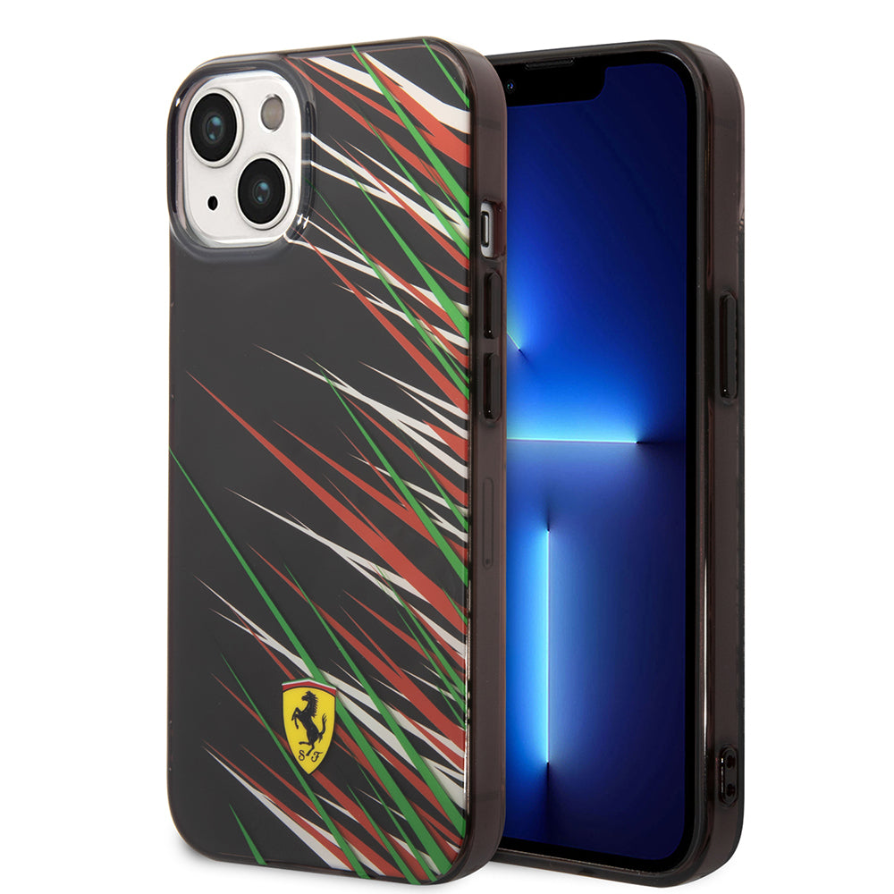 Apple iPhone 14 Kılıf Ferrari Orjinal Lisanslı Baskı Logolu Çimen Desenli Kapak