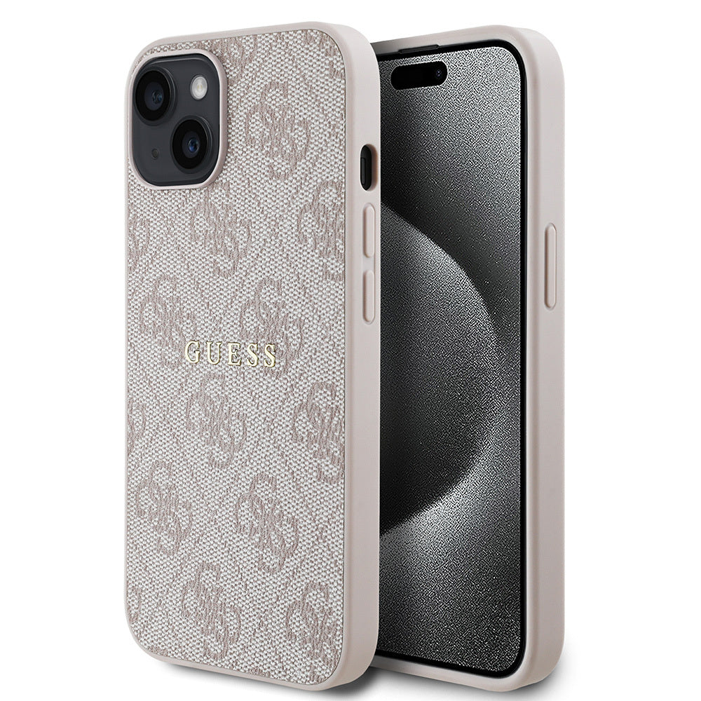 Apple iPhone 14 Kılıf Guess Orjinal Lisanslı M-safe Şarj Özellikli 4G Desen Yazı Logolu Kapak