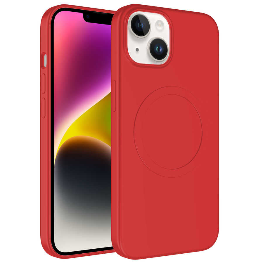Apple iPhone 14 Kılıf M-safe Wireless Şarj Özellikli Pastel Renk Silikon Zore Plas Kapak