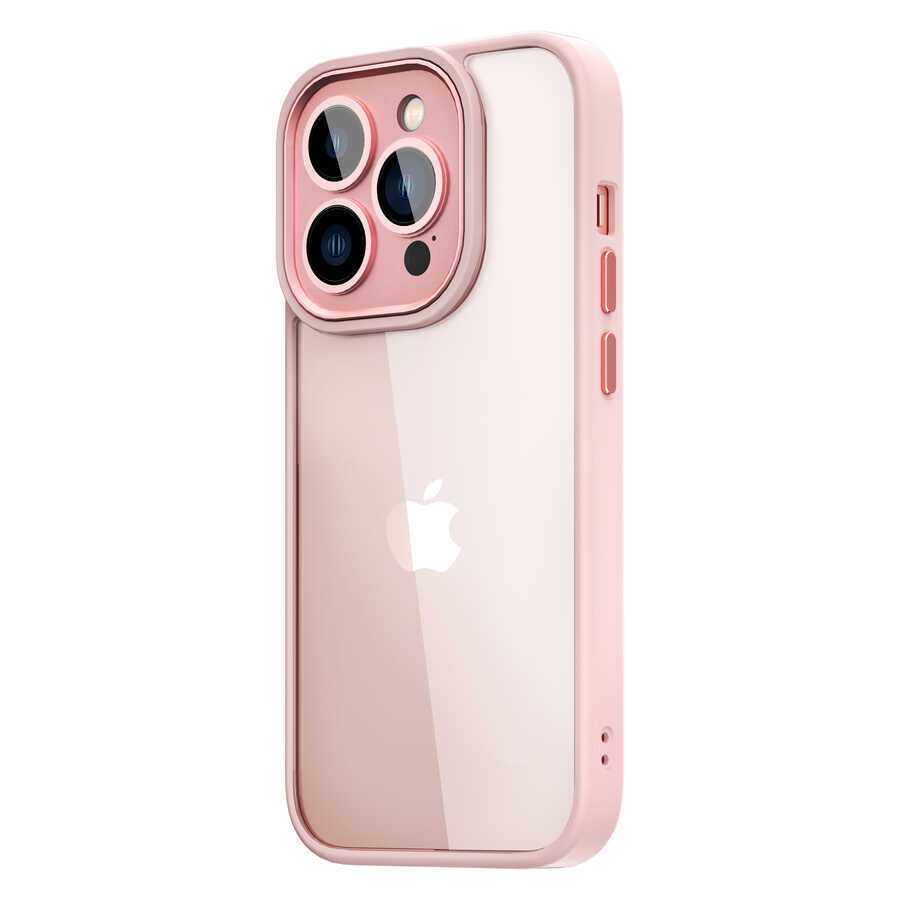 Apple iPhone 14 Pro Kılıf Wiwu VCC-104 Lens Korumalı Renkli Kenar Arkası Şeffaf Vivid Clear Kapak
