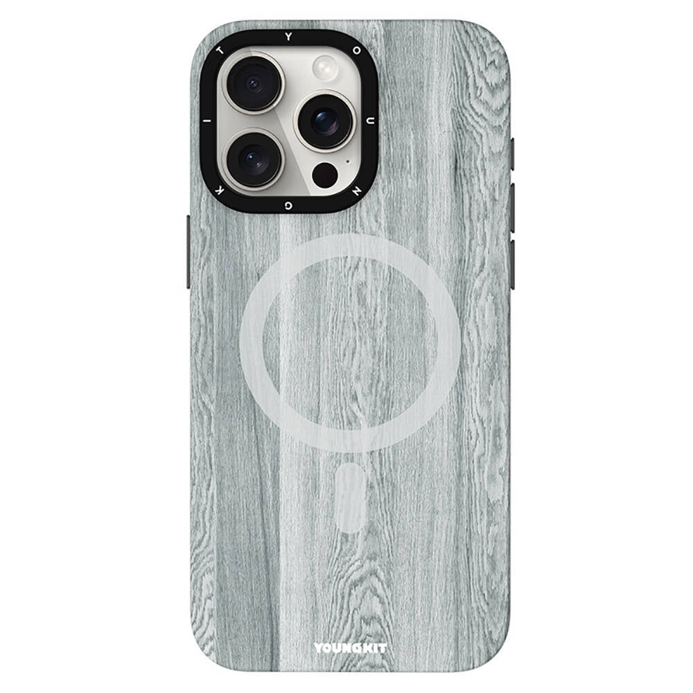 Apple iPhone 14 Pro Max Kılıf M-safe Şarj Özellikli Sararmaya Dayanıklı Youngkit Wood Forest Serisi Kapak