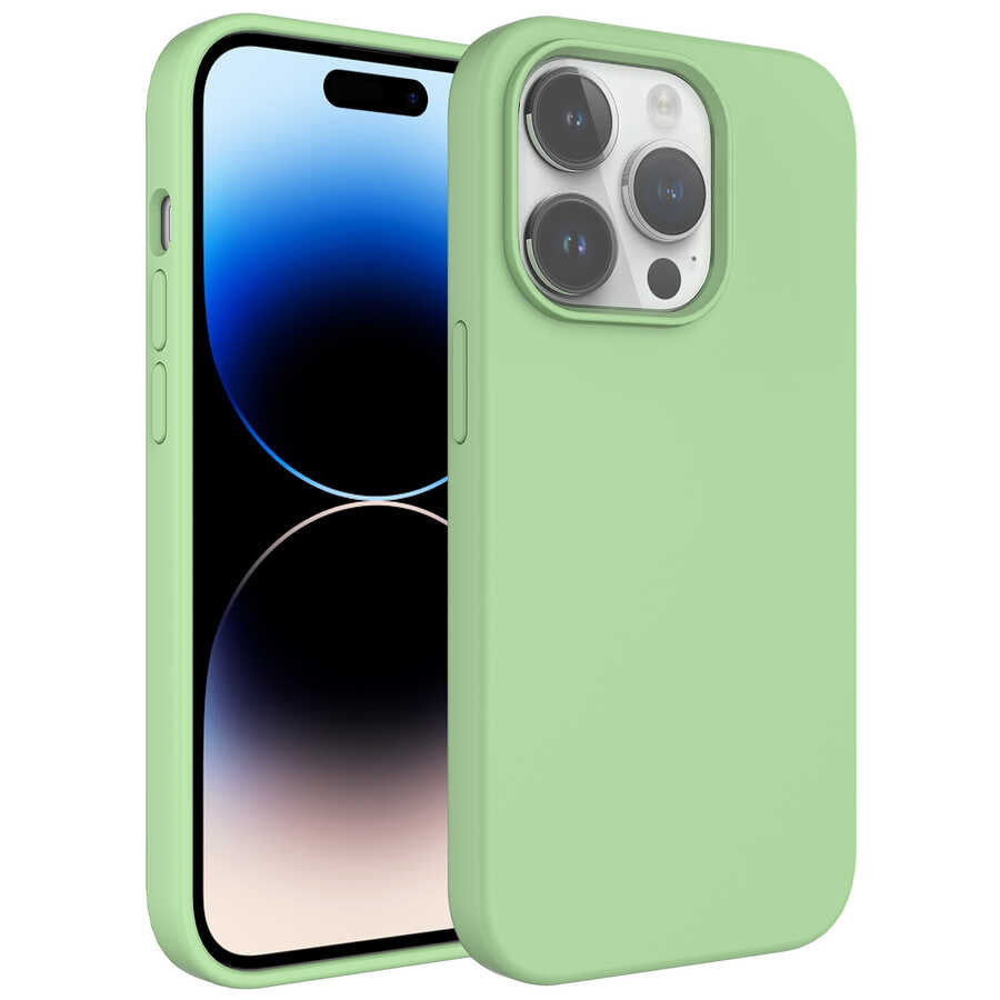 Apple iPhone 14 Pro Max Kılıf Sıvı Teknolojili Silinebilir Sert Zore Kivi Kapak