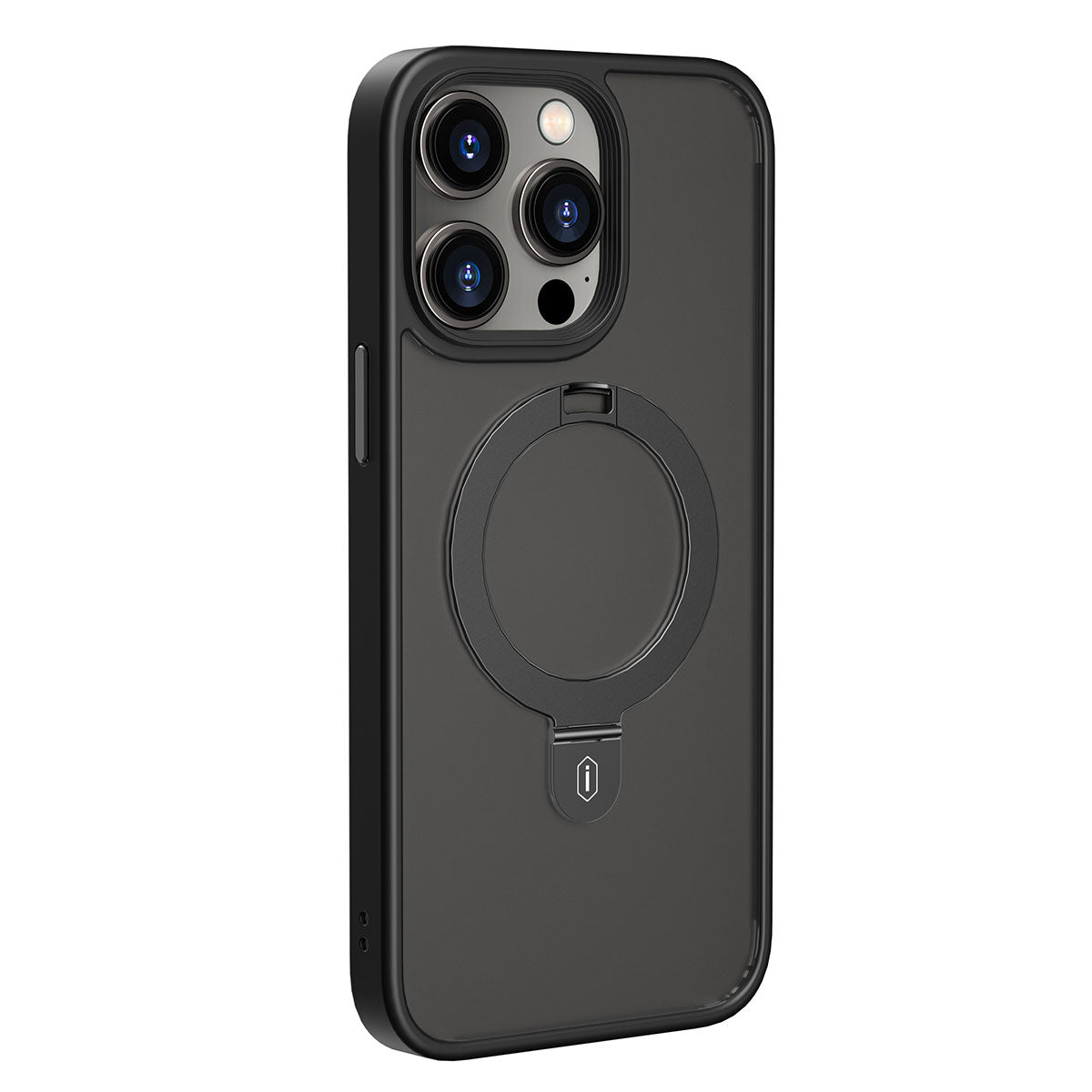 Apple iPhone 14 Pro Max Kılıf Wiwu ZMM-010 M-safe Şarj Özellikli Parmak İzi Bırakmayan Mat Transparan Standlı Kapak