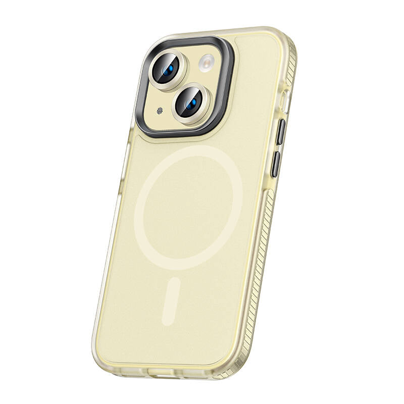 Apple iPhone 15 Kılıf Airbagli M-safe Wireless Şarj Özellikli Lens Koruyuculu Zore Klaptika Kapak