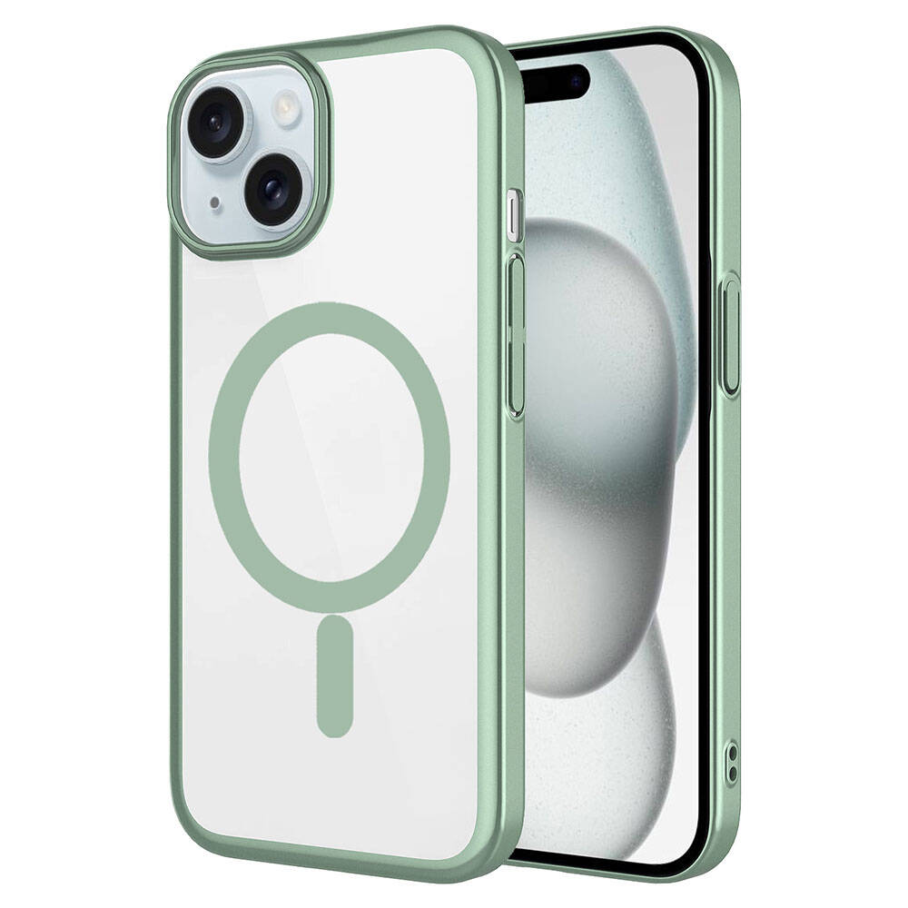 Apple iPhone 15 Kılıf Wireless Şarj Özellikli Sert PC Zore Mat Riksos M-safe Kapak