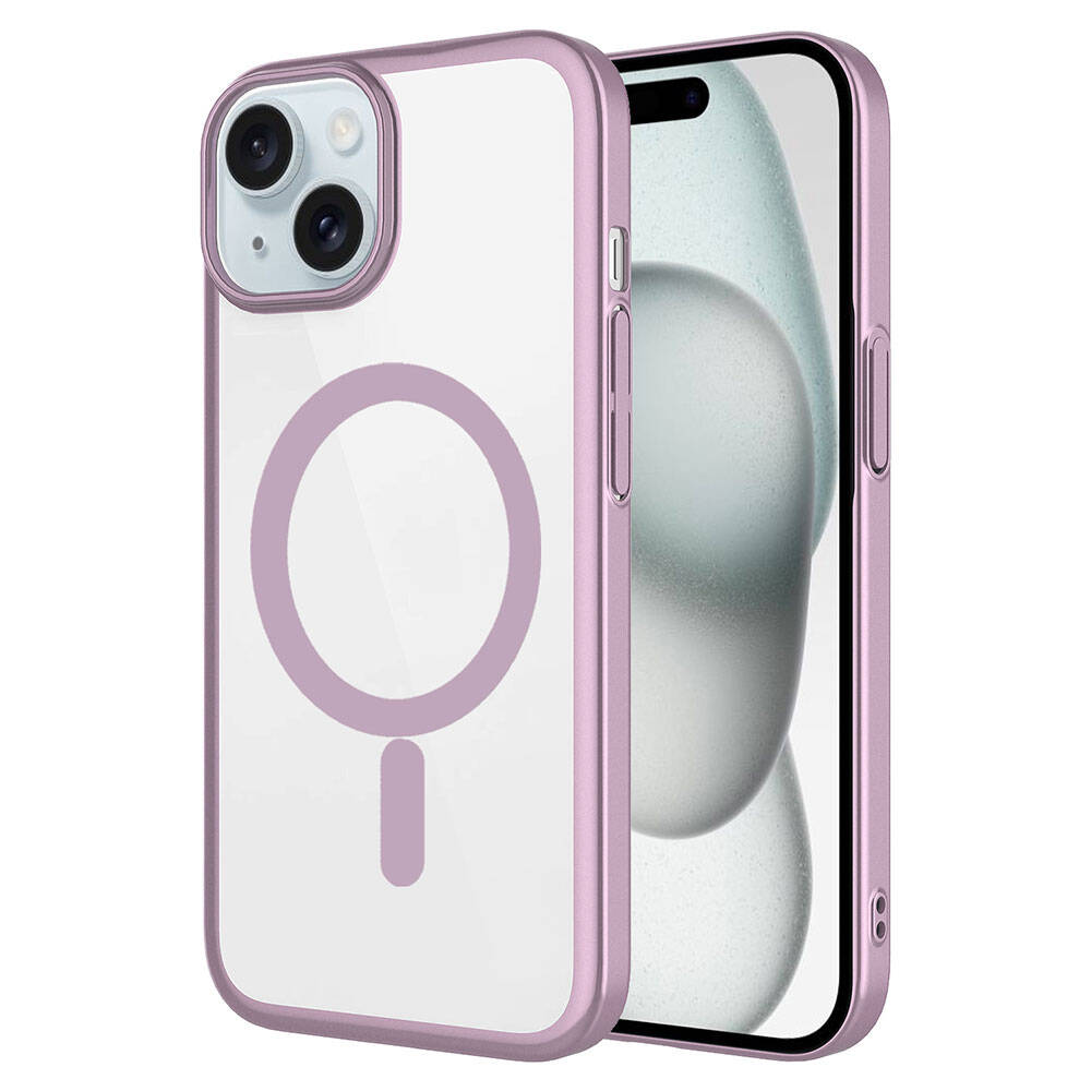 Apple iPhone 15 Kılıf Wireless Şarj Özellikli Sert PC Zore Mat Riksos M-safe Kapak