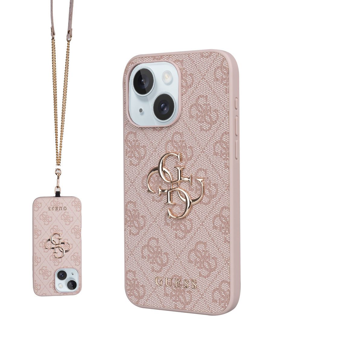 Apple iPhone 15 Plus Kılıf Guess Orjinal Lisanslı PU Deri 4G Büyük Metal Logolu Çapraz Vücut Askılı Kapak