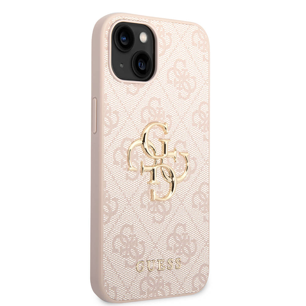 Apple iPhone 15 Plus Kılıf Guess Orjinal Lisanslı PU Deri Yazı ve 4G Metal Logolu Desenli Kapak