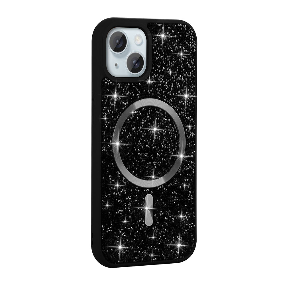 Apple iPhone 15 Plus Kılıf Pırlanta Tasarımlı M-safe Şarj Özellikli Zore Mozaik Silikon Kapak
