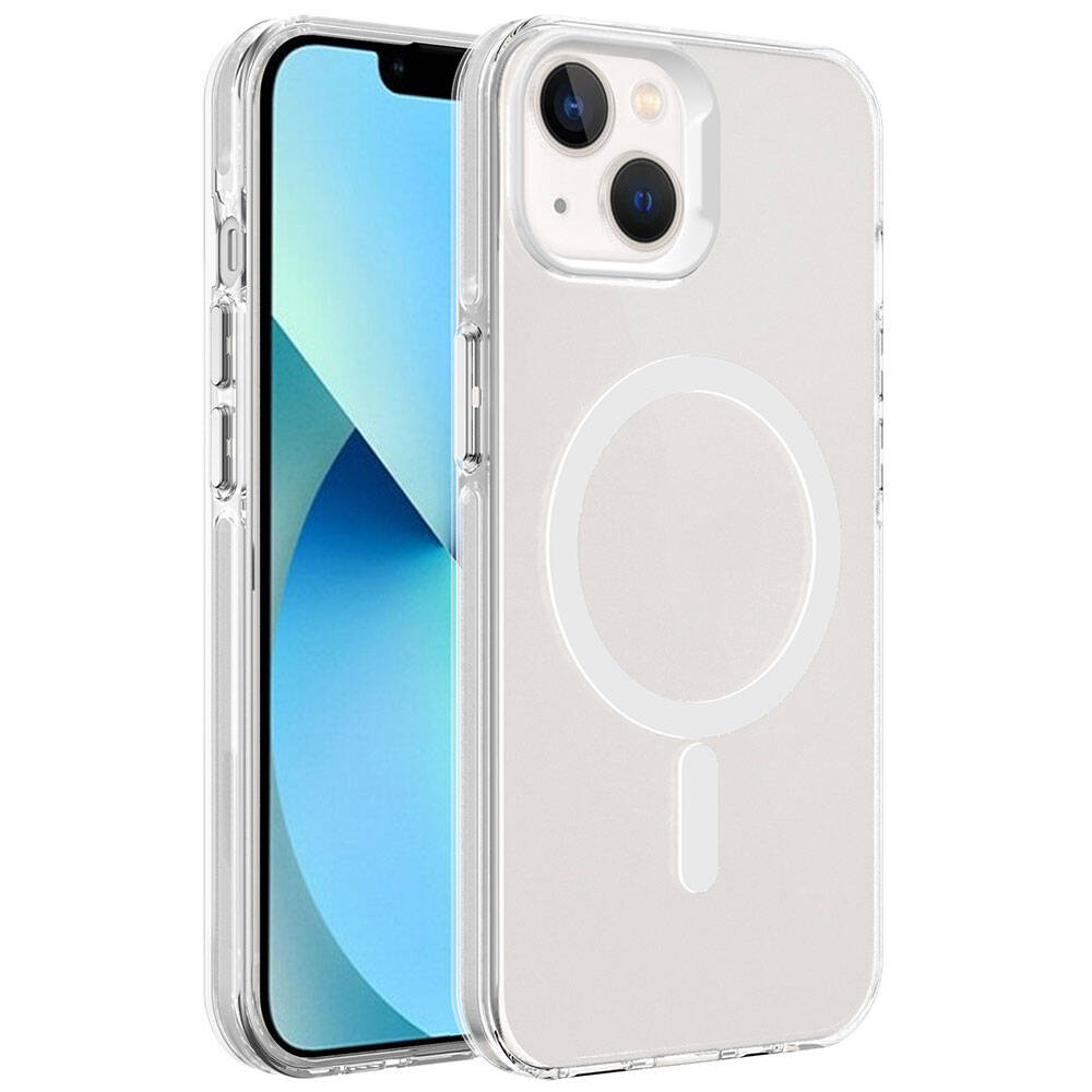 Apple iPhone 15 Plus Kılıf Zore M-safe Şarj Özellikli Buzlu Transparan C-Pro Sert Kapak