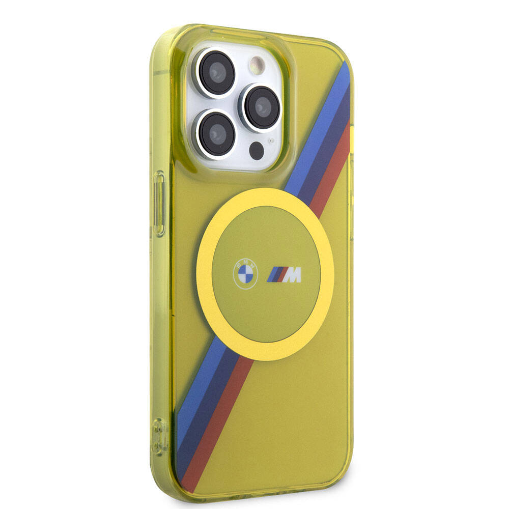 Apple iPhone 15 Pro Kılıf BMW M-safe Şarj Özellikli Transparan Tricolor Stripes Orjinal Lisanslı Kapak