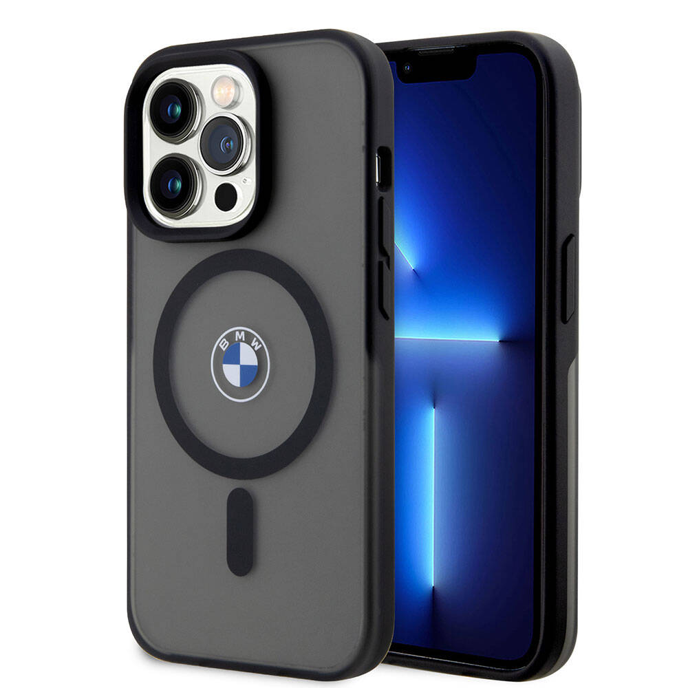 Apple iPhone 15 Pro Kılıf BMW Orjinal Lisanslı M-safe Şarj Özellikli IML Baskı Logolu Buzlu Mat Kapak