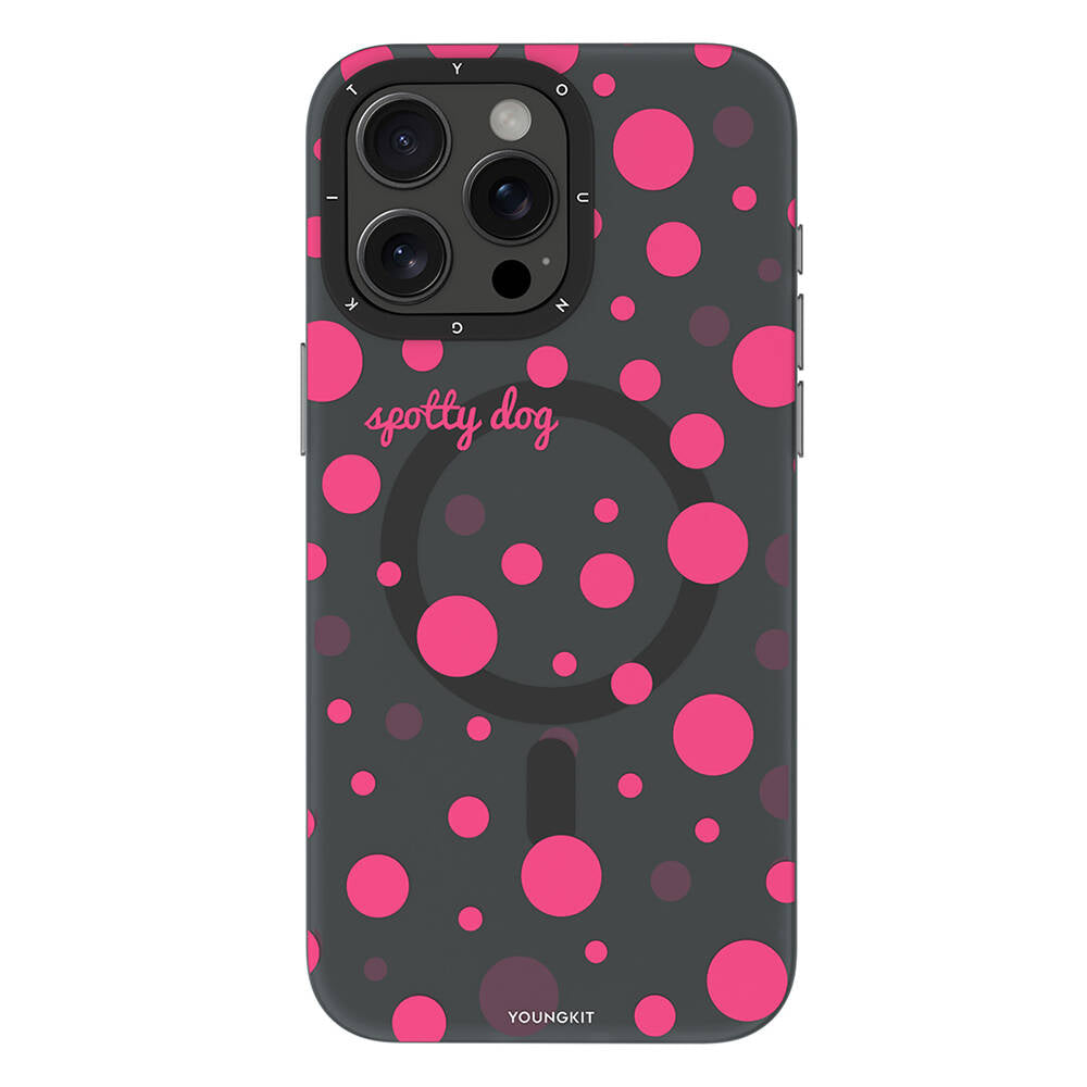 Apple iPhone 15 Pro Kılıf M-safe Şarj Özellikli Polka Dot Desenli Youngkit Spots Serisi Kapak