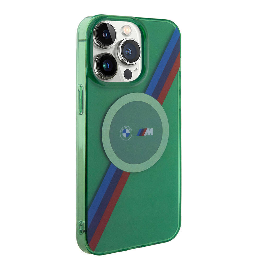 Apple iPhone 15 Pro Max Kılıf BMW M-safe Şarj Özellikli Transparan Tricolor Stripes Orjinal Lisanslı Kapak