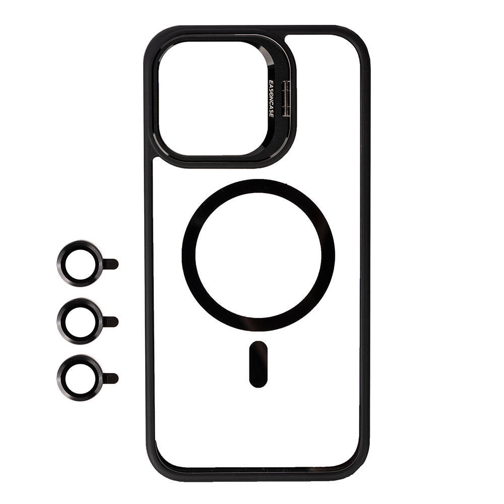 Apple iPhone 15 Pro Max Kılıf M-safe Şarj Özellikli Standlı Zore M-safe Klon Lensli Kapak
