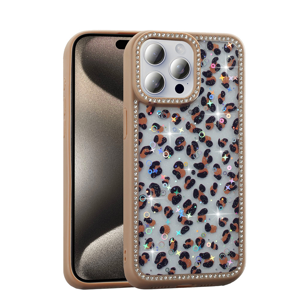 Apple iPhone 15 Pro Max Kılıf Taşlı ve Simli Tasarım Zore Azra Kapak