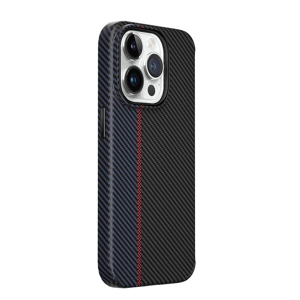 Apple iPhone 15 Pro Max Kılıf Wiwu LCC-107 Karbon Fiber M-safe Şarj Özellikli Kamera Korumalı Kabon Kapak