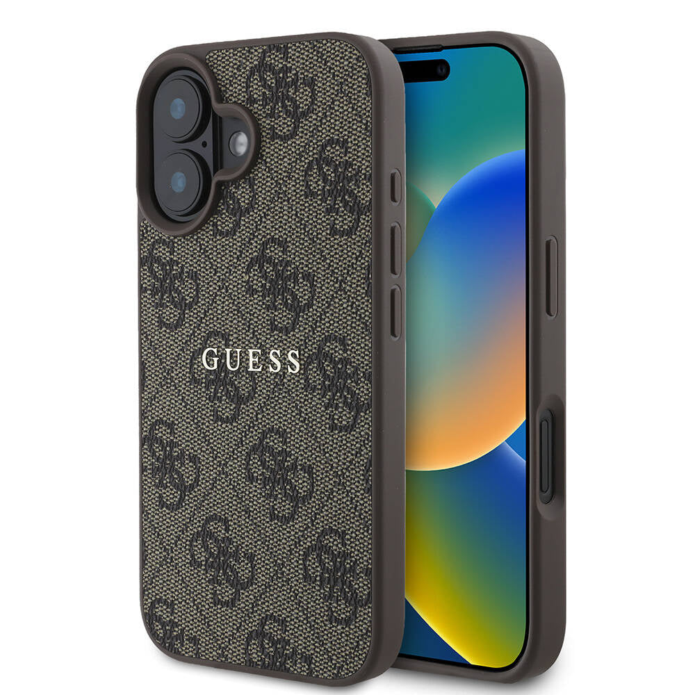 Apple iPhone 16 Plus Kılıf Guess Orjinal Lisanslı M-safe Şarj Özellikli 4G Desenli Yazı Logolu Kapak