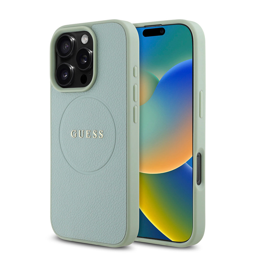 Apple iPhone 16 Pro Kılıf Guess Orjinal Lisanslı M-safe Şarj Özellikli Yazı Logolu Grained Kapak