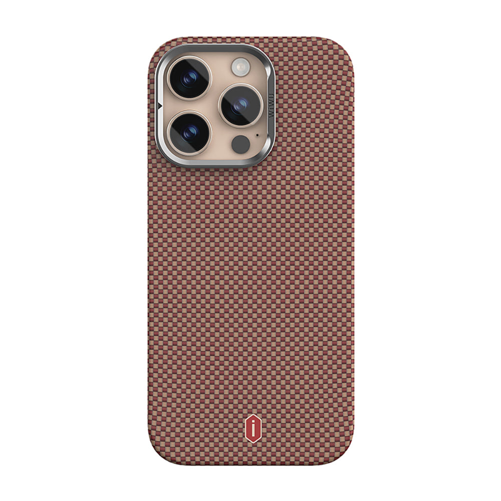 Apple iPhone 16 Pro Kılıf Wiwu DCC-208 M-safe Şarj Özellikli Kamera Standlı Aramid Fiber Tasarım Kevlar Kapak