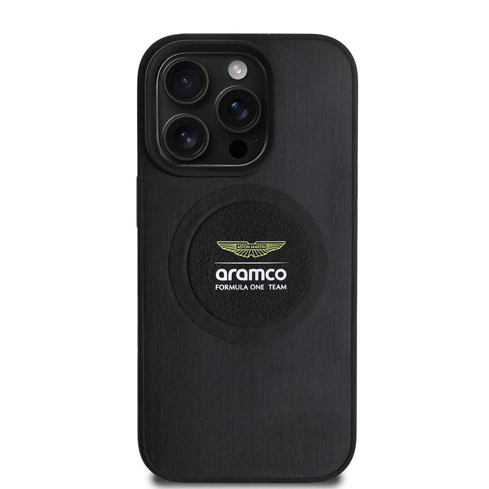 Apple iPhone 16 Pro Max Kılıf Aston Martin Orjinal Lisanslı M-safe Şarj Özellikli Aluminyum Arka Yüzeyli Formula One Team Baskılı Kapak