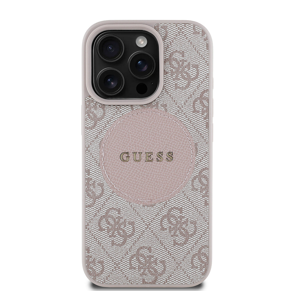 Apple iPhone 16 Pro Max Kılıf Guess Orjinal Lisanslı M-safe Şarj Özellikli Yazı Logolu Circle Classic Kapak