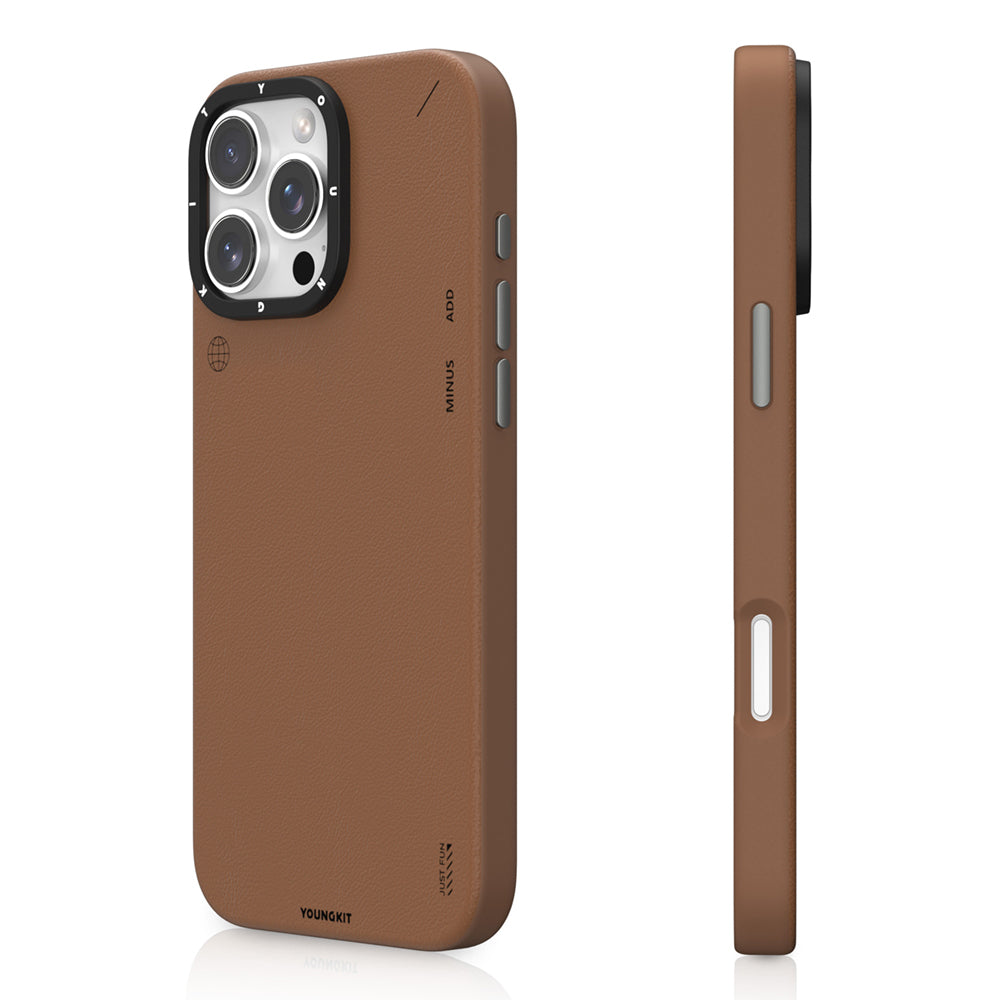Apple iPhone 16 Pro Max Kılıf M-safe Şarj Özellikli Basit Mat Deri Desenli Youngkit Tech Fashion Serisi Kapak