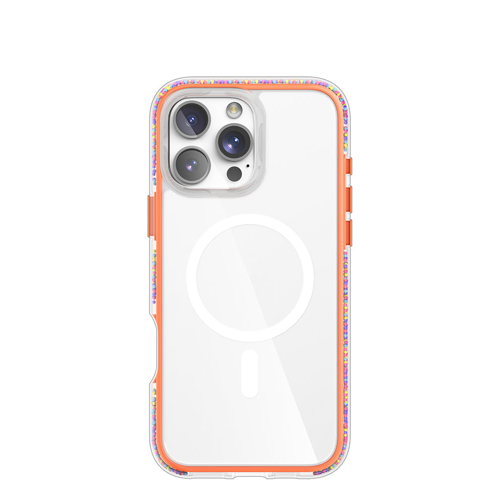 Apple iPhone 16 Pro Max Kılıf M-safe Şarj Özellikli Raptic AirJoy Serisi Boncuk Tasarımlı Şeffaf Kapak