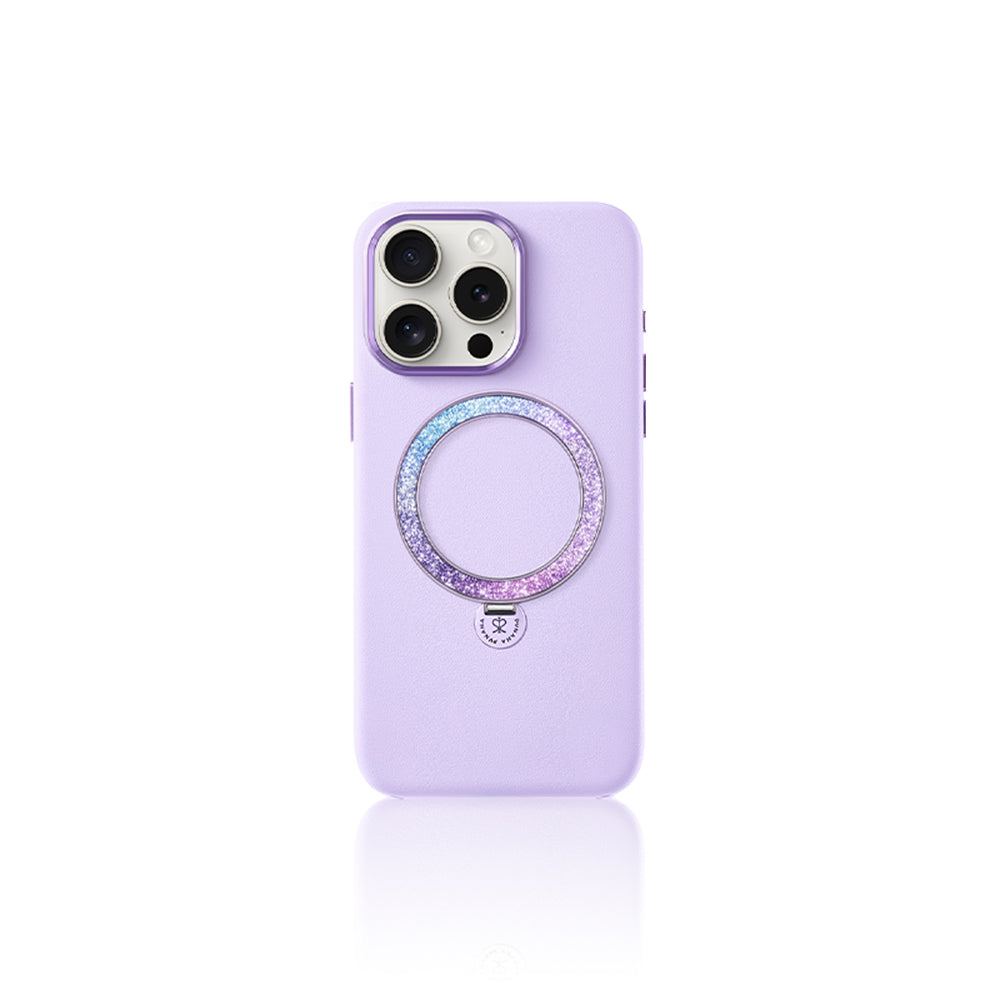 Apple iPhone 16 Pro Max Kılıf M-safe Şarj Özellikli Standlı Suni Deri Tasarımlı Pynana Dancing Circle Serisi Kapak