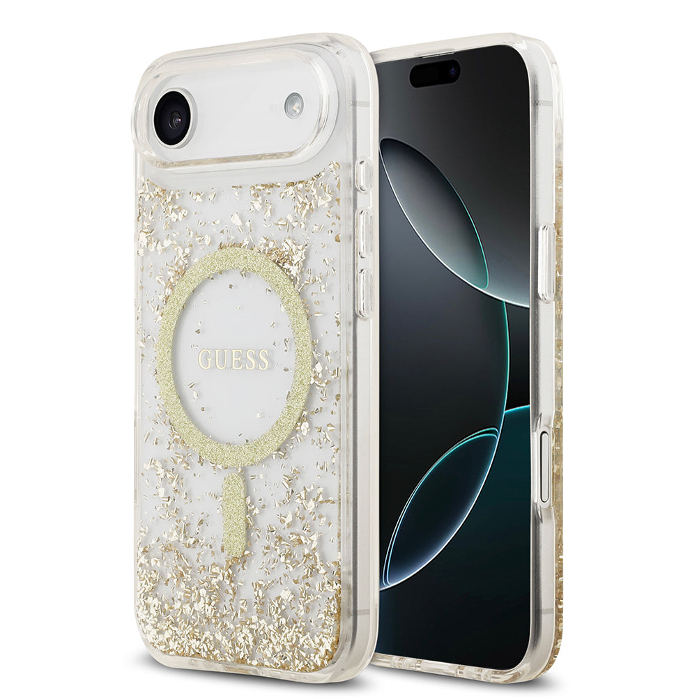 Apple iPhone 17 Air Kılıf Guess Orjinal Lisanslı M-safe Şarj Özellikli Transparan Resin Bottom Kapak