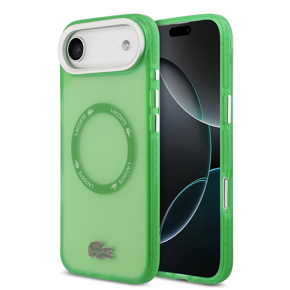 Apple iPhone 17 Air Kılıf Lacoste Orjinal Lisanslı M-safe Şarj Özellikli İkonik Timsah Logolu Buzlu Kapak
