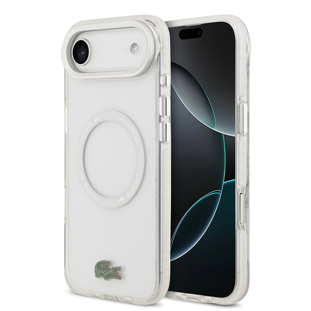 Apple iPhone 17 Air Kılıf Lacoste Orjinal Lisanslı M-safe Şarj Özellikli İkonik Timsah Logolu Buzlu Kapak