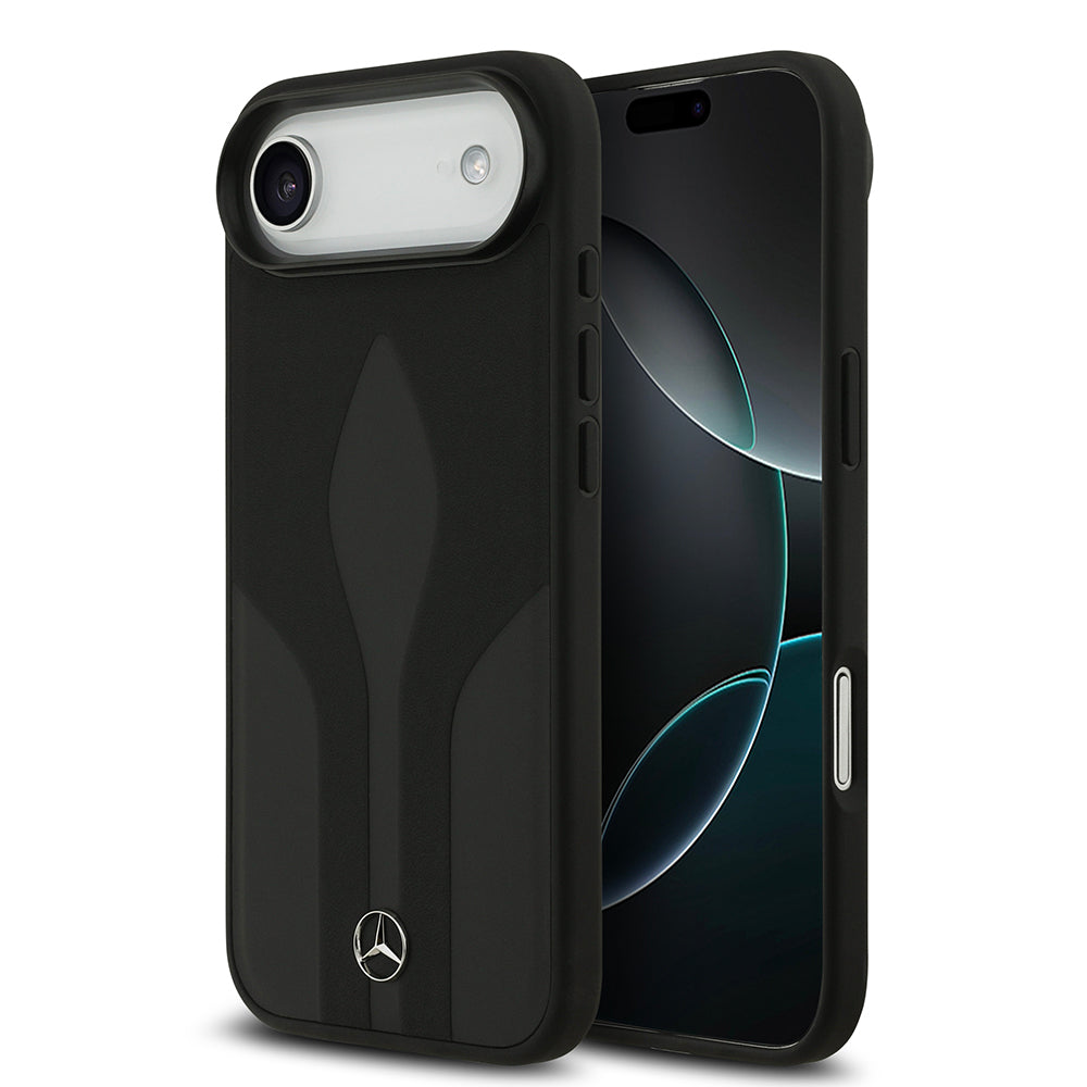 Apple iPhone 17 Air Kılıf Mercedes Benz Orjinal Lisanslı M-safe Şarj Özellikli Dokulu Desenli Deri Kapak