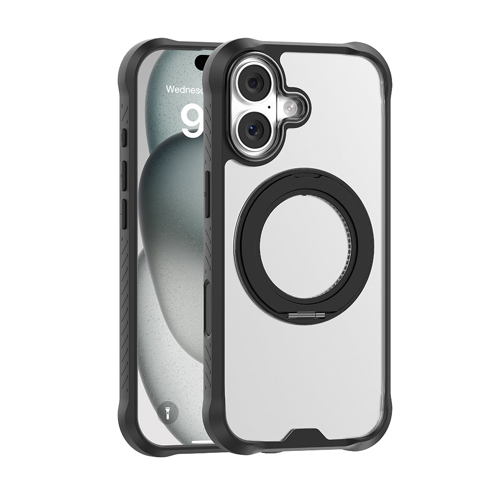 Apple iPhone 17 Kılıf M-safe Şarj Özellikli Parmak Ring Standlı Airbag Tasarımlı Mutural Obsidian Serisi Kapak
