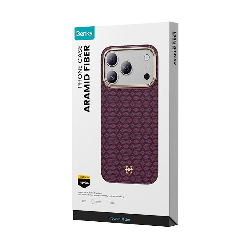 Apple iPhone 17 Pro Kılıf M-Safe Şarj Özellikli Benks ArmorAir ArmorGrid Serisi C1 Kevlar Karbon Kapak