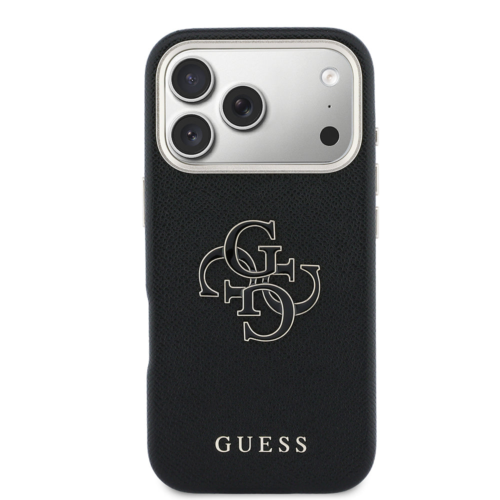 Apple iPhone 17 Pro Max Kılıf Guess Orjinal Lisanslı 4G Büyük Metal Kamera Çerçeveli PU Deri Resin Kapak