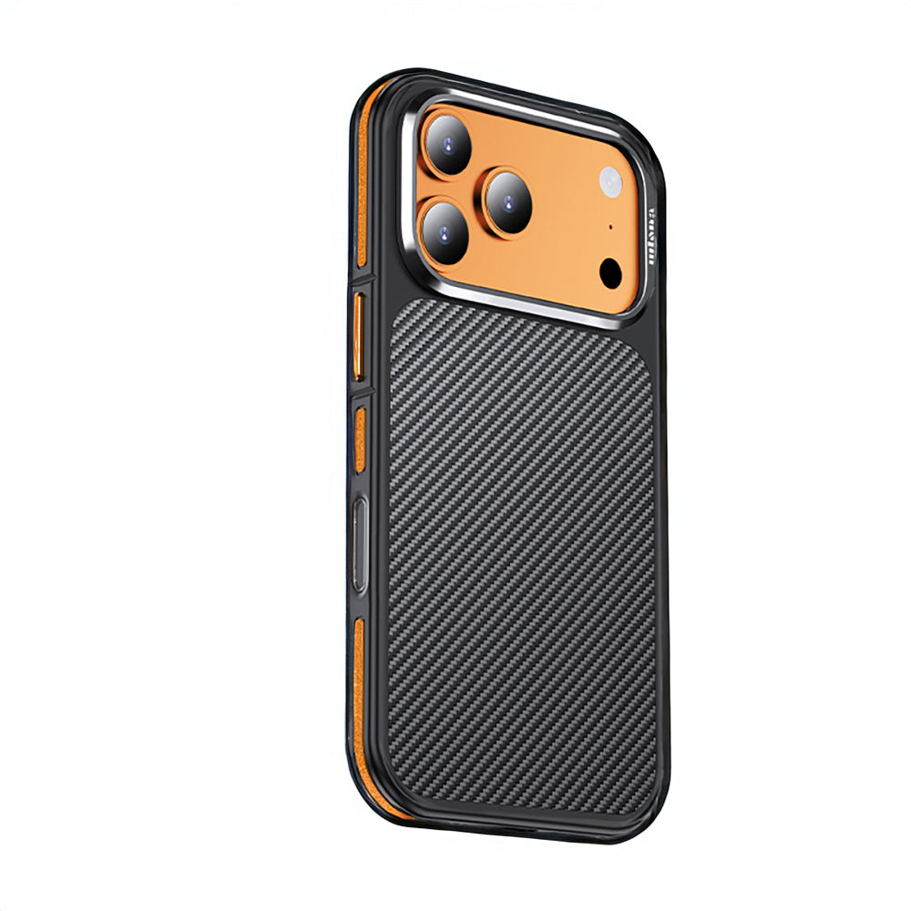 Apple iPhone 17 Pro Max Kılıf Karbon Fiber Görünümlü Wlons Marin Kapak