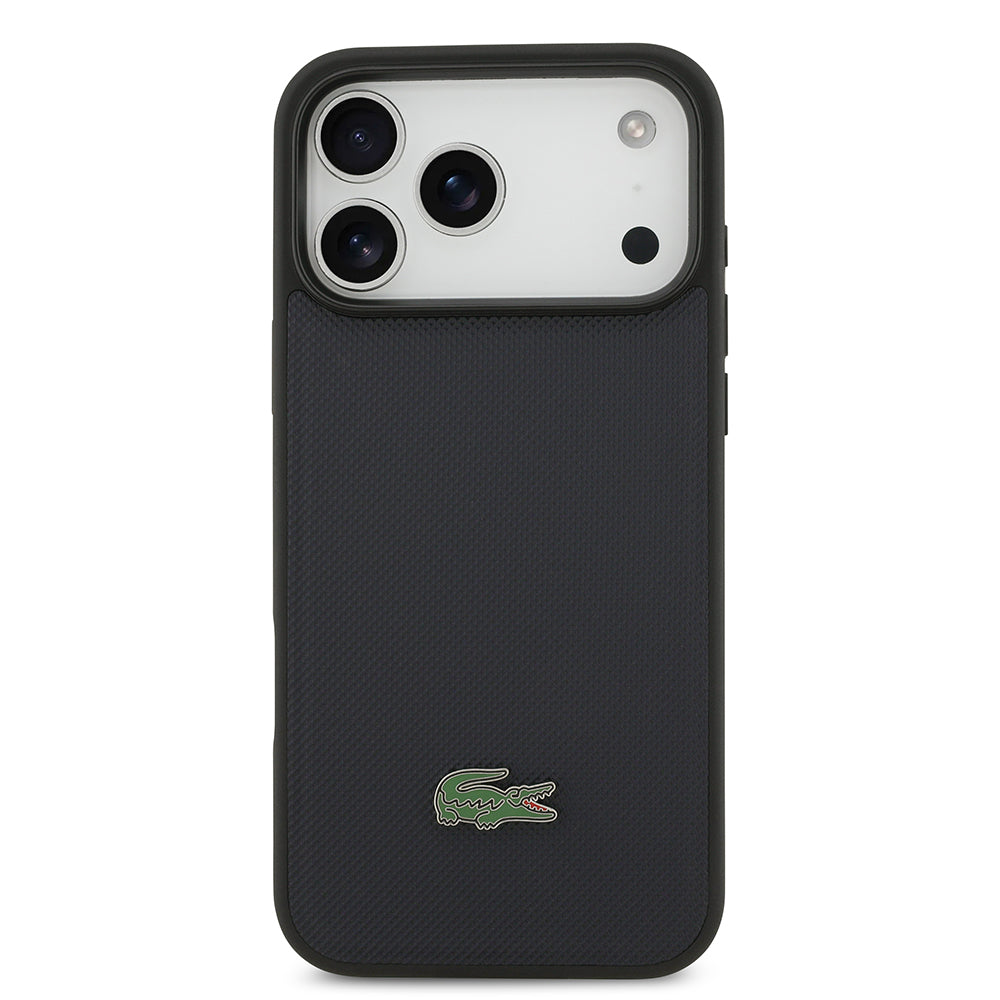 Apple iPhone 17 Pro Max Kılıf Lacoste Orjinal Lisanslı M-safe Şarj Özellikli PU Pike Desenli Metal Logolu Kapak