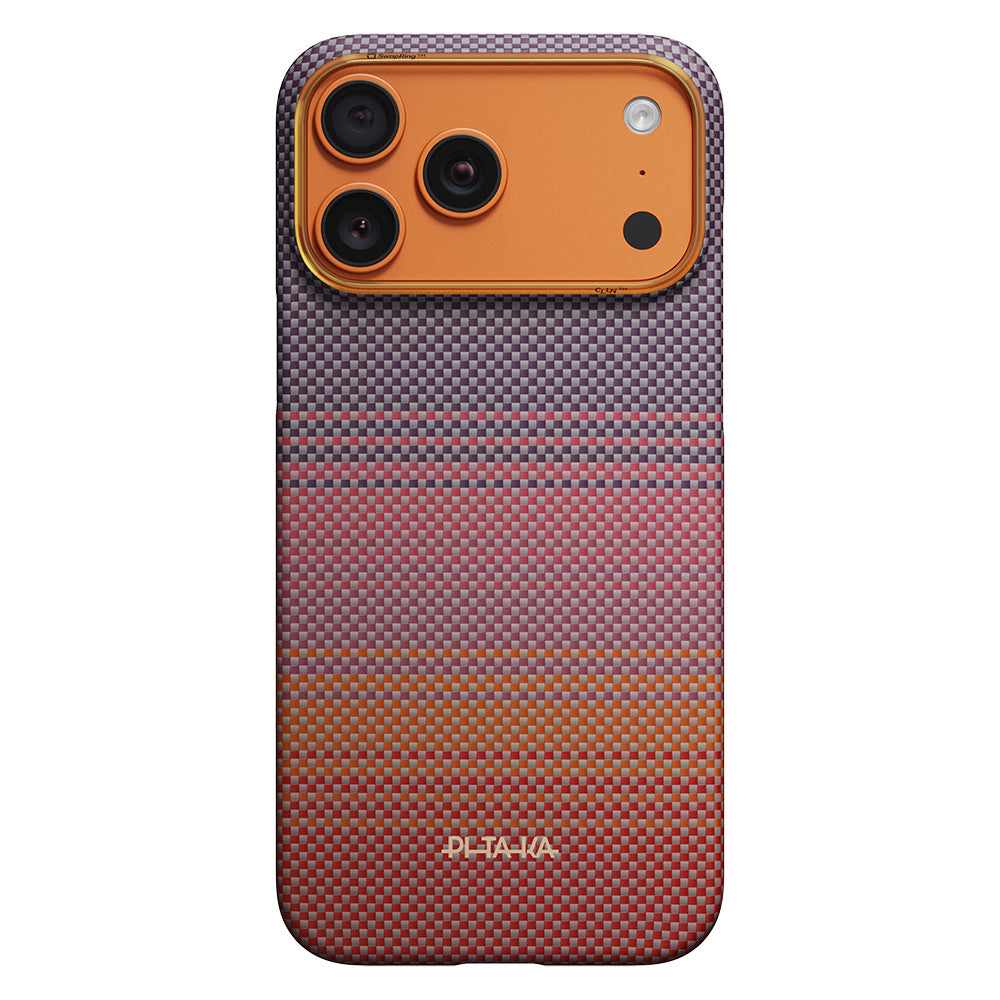 Apple iPhone 17 Pro Max Kılıf M-safe Şarj Özellikli Aramid Fiber Pitaka Sunset 2.0 California Dream Serisi Kapak