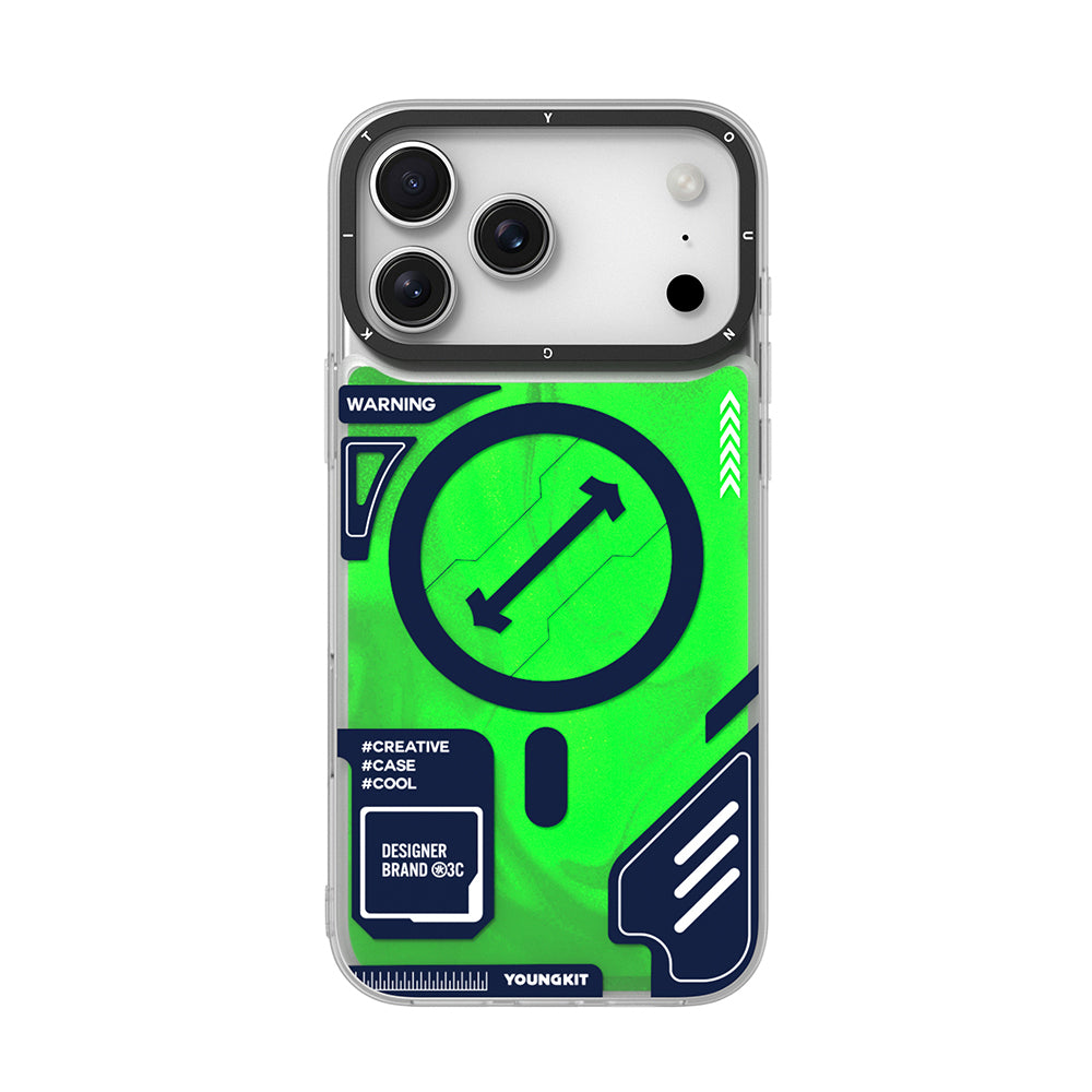 Apple iPhone 17 Pro Max Kılıf M-safe Şarj Özellikli Parlak Kumlu Sıvılı Tasarımlı Galaxy Fantasy Serisi Kapak
