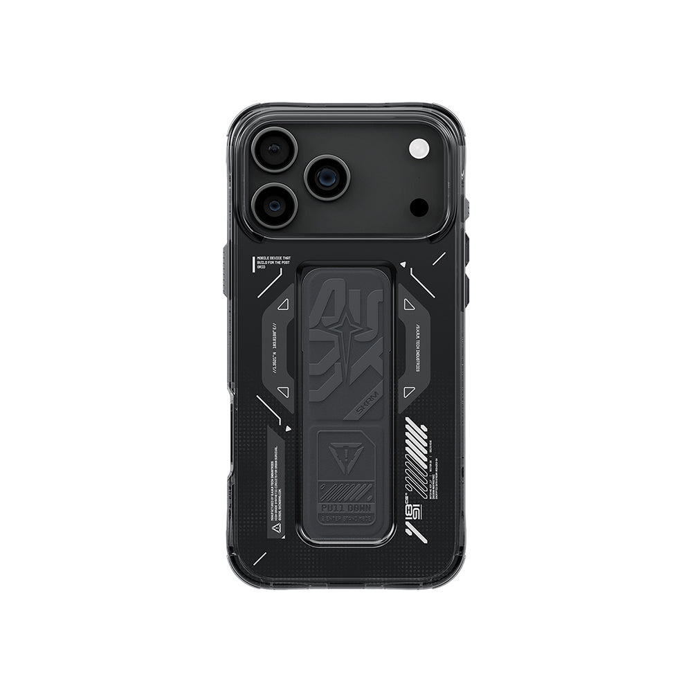 Apple iPhone 17 Pro Max Kılıf M-safe Şarj Özellikli Teknoloji Desenli Skinarma Helio Mag Charge Standlı Kapak