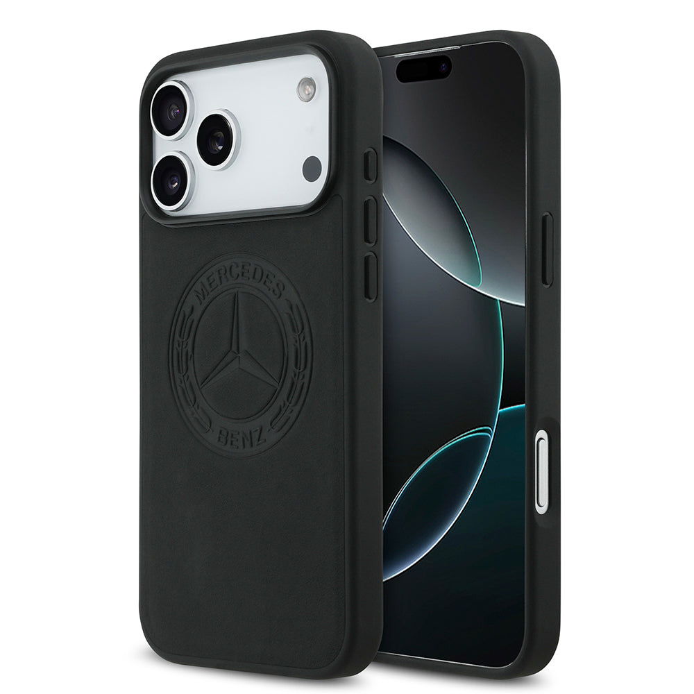 Apple iPhone 17 Pro Max Kılıf Mercedes Benz Orjinal Lisanslı M-safe Şarj Özellikli Hakiki Deri Nostaljik Yıldız Dizayn Kapak