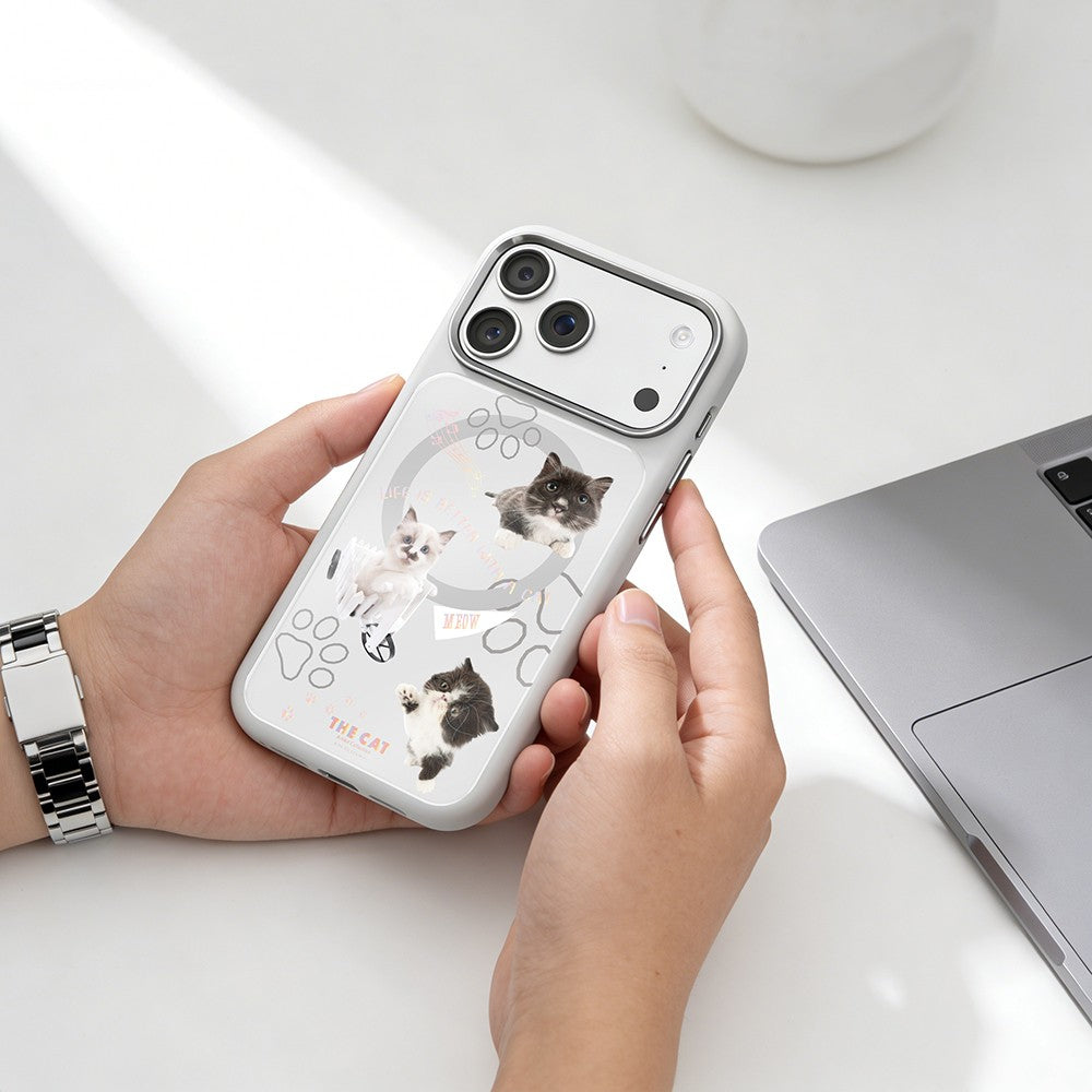 Apple iPhone 18 Pro Kılıf M-safe Şarj Özellikli 3D Baskılı Tasarım Mutural The Cat Serisi Kapak