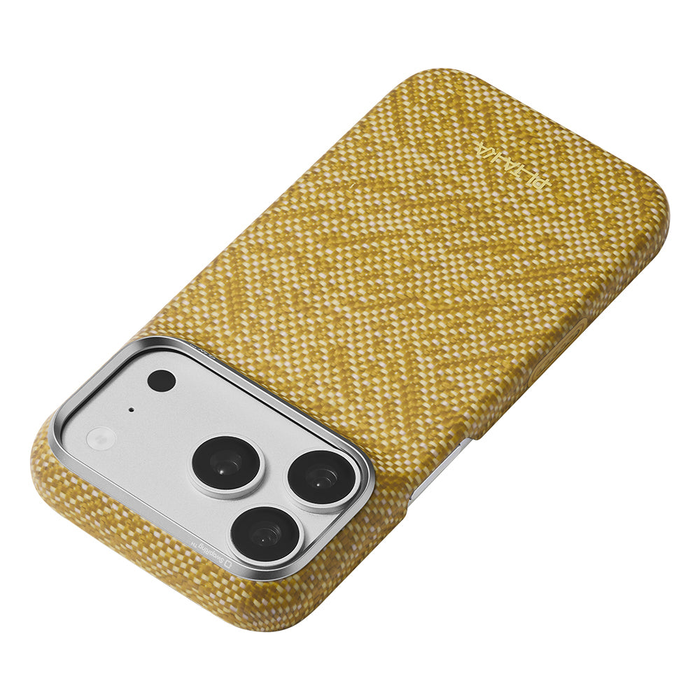 Apple iPhone 18 Pro Kılıf M-safe Şarj Özellikli Aramid Karbon Fiber Pitaka Wind Over Wheat Serisi Kapak