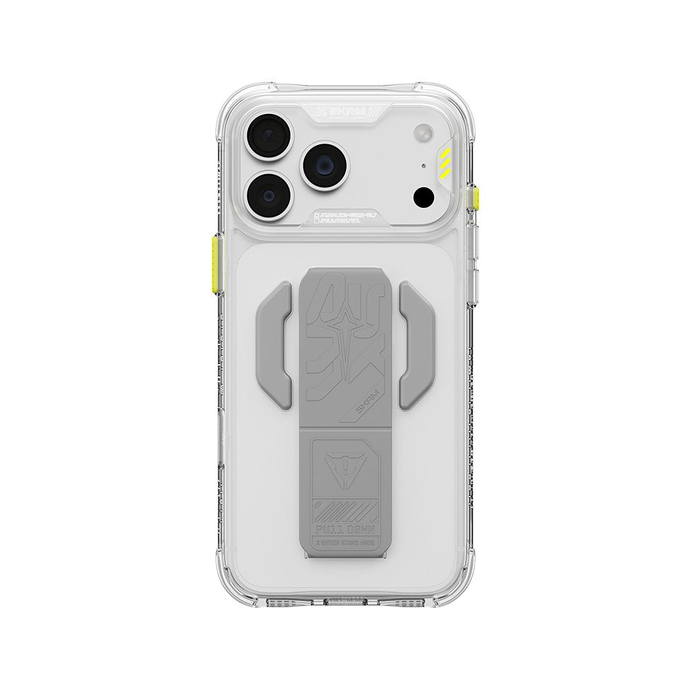 Apple iPhone 18 Pro Kılıf M-safe Şarj Özellikli Teknoloji Desenli Skinarma Helio CE Mag Charge Standlı Kapak